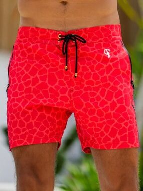 Tucann - Men's Premium Swim Shorts Mirage Red - 5"